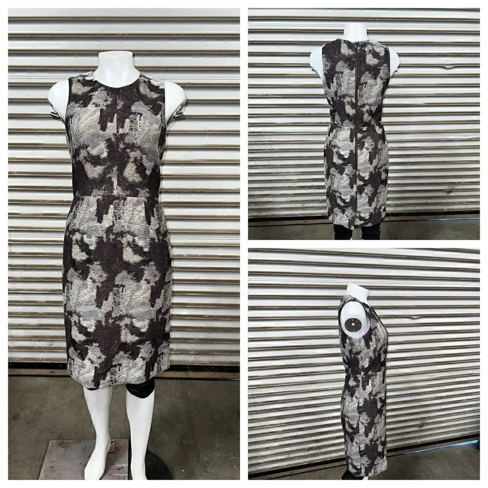 Banana Republic dress career sheath sleeveless brocade tapestry wool blend nwt